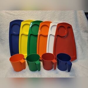 Vintage Fremware MCM Mid Century Modern Stackable Plates & Cups Colorful